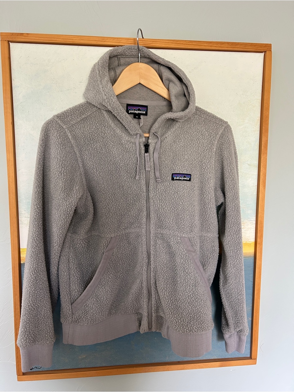 NWOT Patagonia Light Gray Sherpa Fleece Hoodie
